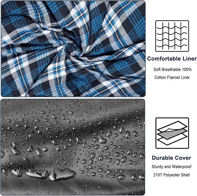 0 Degree Flannel Double Sleeping Bag for Adults Couples or Family - Winter Queen Size Waterproof &amp Warm 2-Person Sleeping Bag for Cold Weather Camping RV Travel