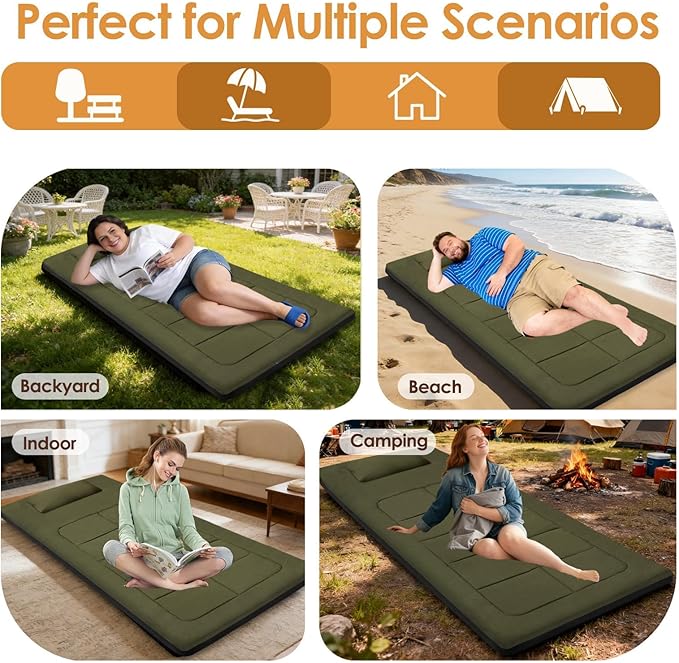 Floor Mattress 80 x 36 Inches XXL Portable Foam Sleeping Pad Comfortable Non-Slip Foldable Camping Mattress Lightweight Easy to Storage for Home Outdoor Tent Guest Bed Living Room