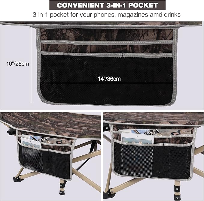 REDCAMP Folding Hunting Cots for Adults 500lbs XL Sleeping Cots for Hunting Extra Wide Portable for Camping Outdoor Travel Indoor Home Camo