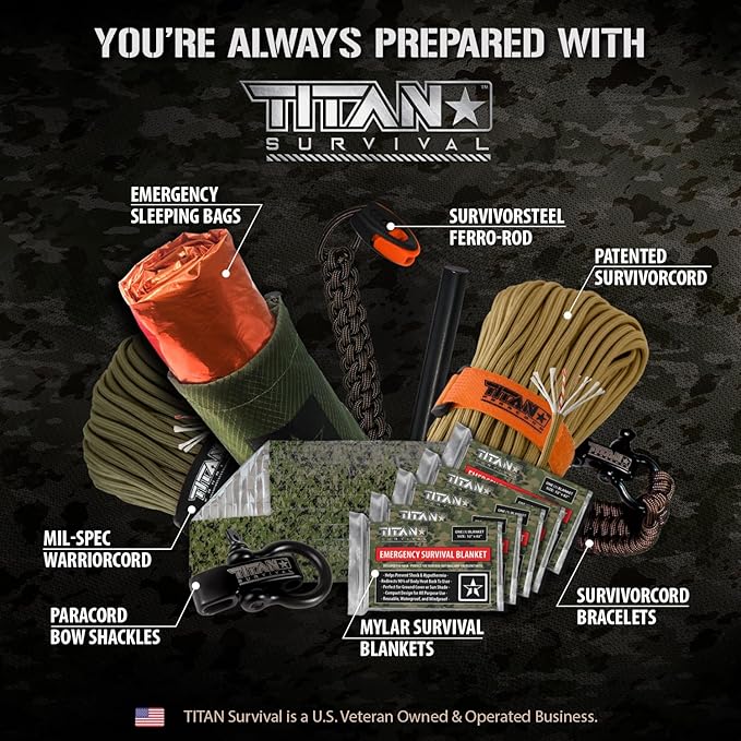 TITAN Survival Premium Mylar Survival Blankets (5 Pack) Thermal Emergency Survival Blanket for Camping Hunting Hiking - 90% Heat Retention &amp Waterproof - Portable Space Blanket w/Size Options