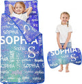 Personalized Name Toddler Nap Mat for Daycare Preschool Kindergarten Customized Kids Sleeping Bag with Pillow and Blanket for Girls Boys Custom Name Monogrammed Nap Mats for Toddlers