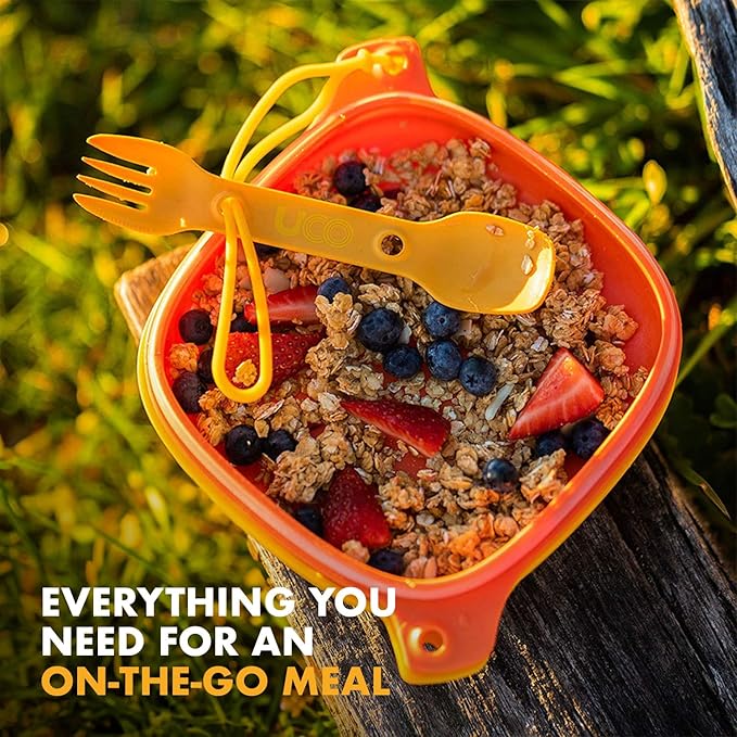 UCO 4-Piece Camping Mess Kit with Bowl Plate and 3-in-1 Spork Utensil Set