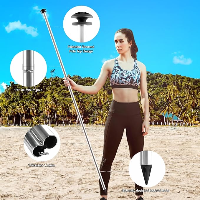 Beach Tent Sun Shelter with UPF50+ Protection Grande Beach Tent for Family Vacation Outdoor Beach Shade Canopy with 4 Pole and 8 Sandbags for Camping Fishing Backyard Fun (10×10FT)