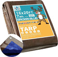 STARPYNG-7 Mil Brown/Blue 16x20 Feet Tarp-Multifunctional Waterproof Tarpaulin-Waterproof UV Resistant Rip and Tear Resistant Poly Tarpaulin with Reinforced Edges for Cover