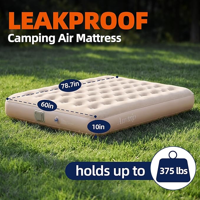Queen Air Mattress with Built-in PumpBlow Up Mattress Self InflatablePortable Air Bed Guest Bed for Camping Hiking Travel Home