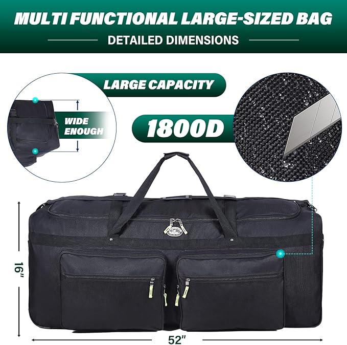 Gilbins Camp 1800 Denier Heavy Duty Soft Trunk With Shoulder Strap (Without Embroidery 52x18x20 18720 Cu. Inch.)