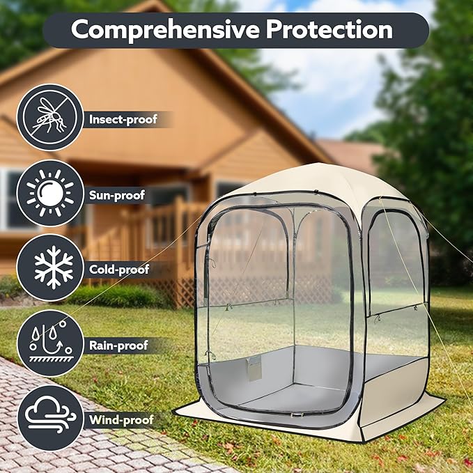 Outdoor All Weather Pop Up Sport Tent 51×51×67 in 1-3 Person Instant Tent ShelterRainproof Camping Sun Shelter Coldproof &amp Windproof Spacious Interior with Outdoor Camping Activities Fishing