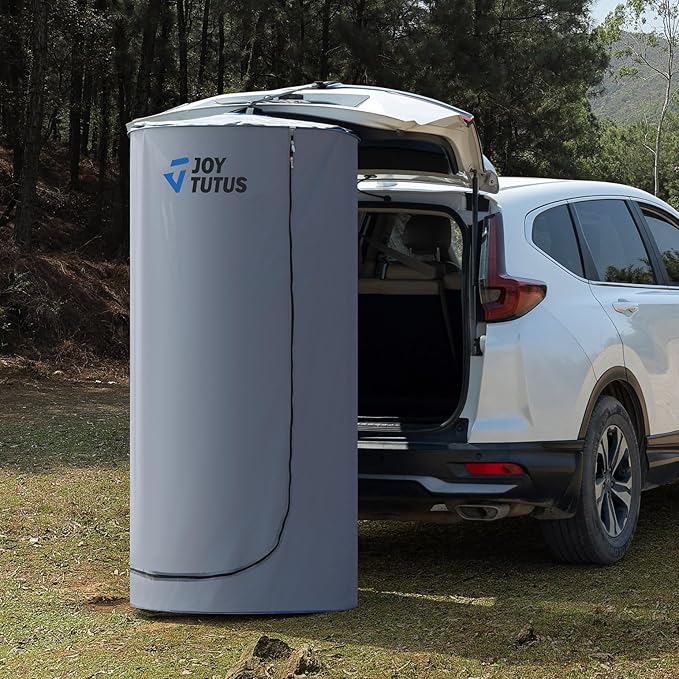 JOYTUTUS Pop-Up Shower Tent for Car Easy Set-up SUV Tailgate Changing Tent with Suction Cups and Buckles for Beach Outdoor Camping Toilet Portable Privacy Dressing Room with Moisture Barrier &amp