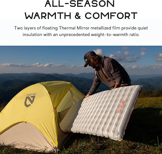 Nemo Equipment Tensor All-Season Ultralight Insulated Sleeping Pad - Long Wide (76x25) - Blade/Spicy Orange