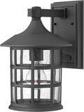 Hinkley Freeport Small Outdoor Wall Mount Lantern New England Design Cast Aluminum Clear Seedy Glass Black