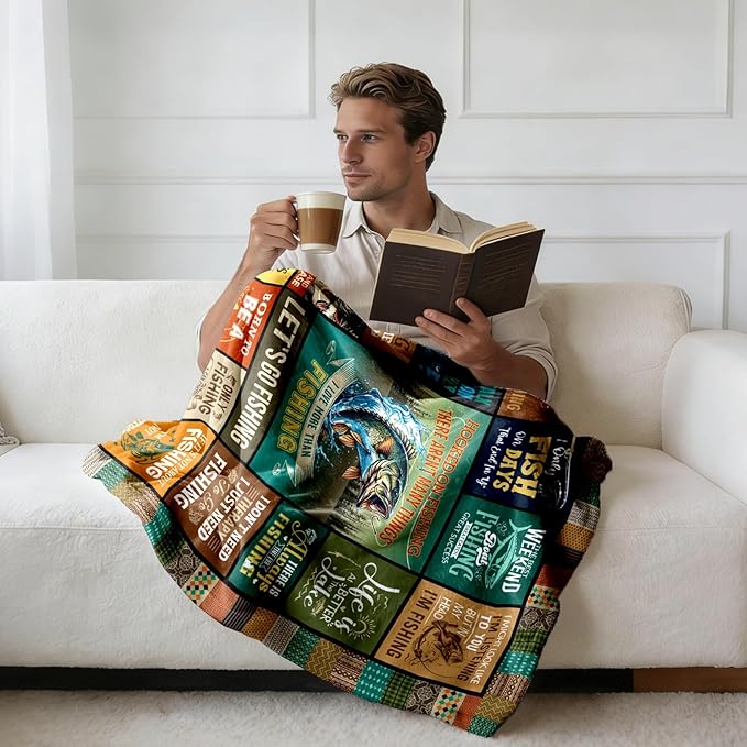 Fishing Gifts for Men/Women Fishing Blanket 60x 50 Fishing Gifts for Dad Fishing Gifts Fishing lovers Gifts Gifts for Men Who Love Fishing Fisherman Gifts for Fathers Day/Birthday/Christmas