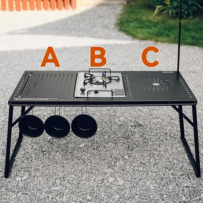 Onlyfire IGT Camping Table Kit with Propane Gas Stove and Carrying Case Portable Folding Camp Table IGT Unit Combination Combo for Picnic RV Car Trip Tailgating Patio Backyard GS337