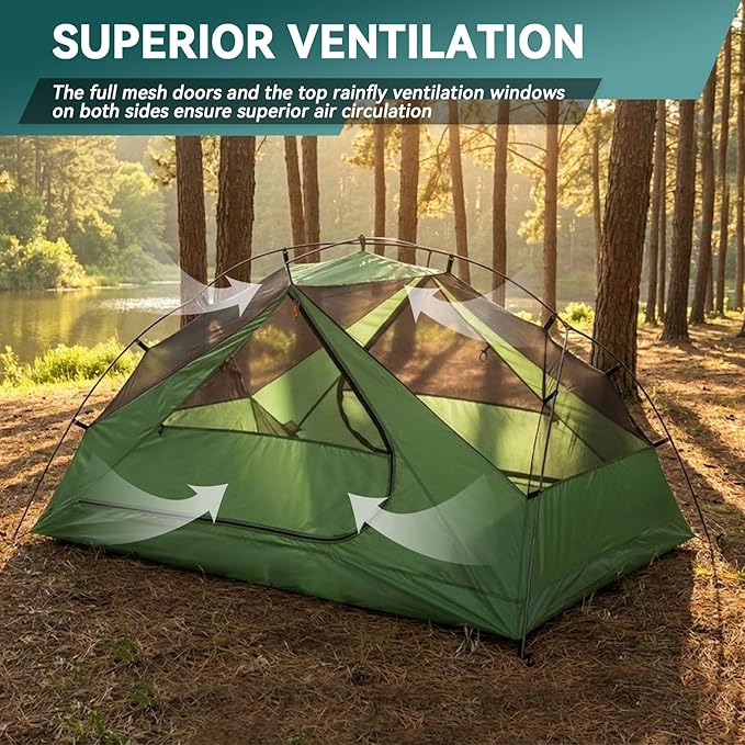 Clostnature 1/2 Person Backpacking Tent - Lightweight Two Person Tent for Backpacking Easy Set Up Waterproof Camping Tent for Adults Kids Scouts Large Size Outdoor Hiking Mountaineering Gear