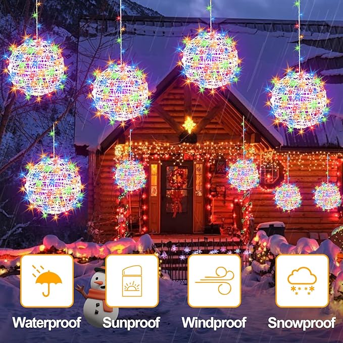 Christmas String Lights Outdoors4 Pack 11.81 Sphere LightsBall Tree Garden Globe Lights for Home Party Christmas Porch PatioWedding GardenTree Decoration with Plug