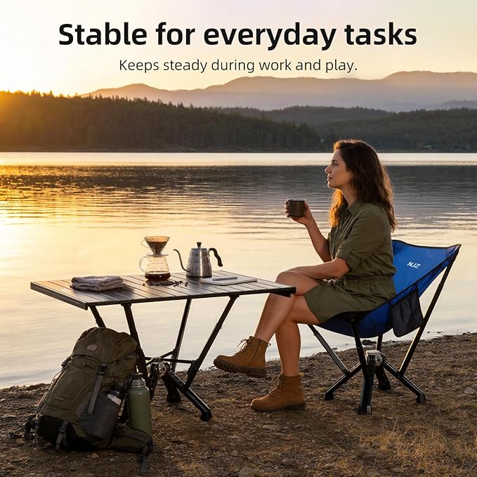 Folding Outdoor Table — Easy to Use Stable for Everyday Tasks Compact Roll-Up Design Portable Table for Camping Backyard &amp Simple Outdoor Use