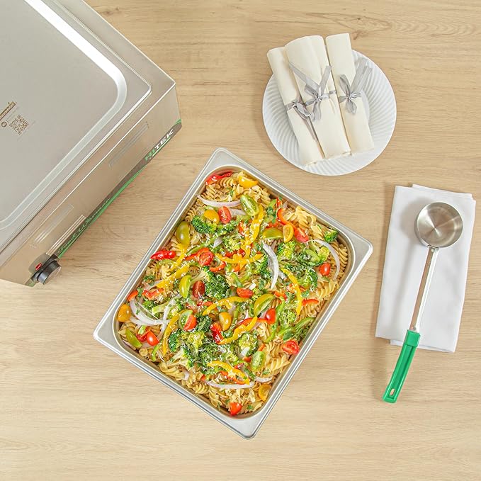 Restaurantware-Kitchen Tek 1/2 Half Size Steam Table Pans 6 Anti-Jam Steam Pans - Lids Sold Separately 8” Deep 24 Gauge Stainless Steel Hotel Pan Freezable for Catering Events and Parties