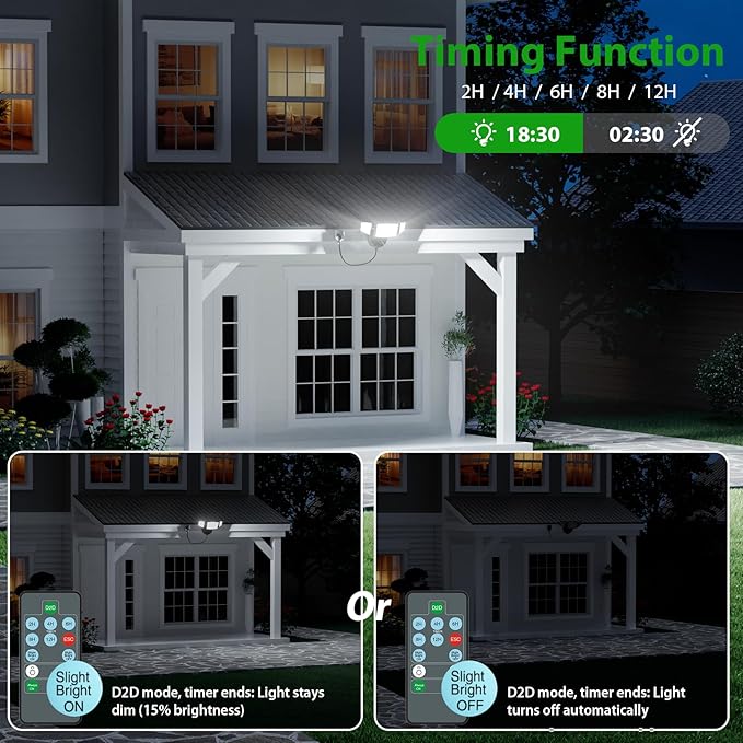 iMaihom 100W Dusk to Dawn Outdoor Lighting 10000LM Plug in Flood Lights with Remote Control 2 Modes IP65 Waterproof Led Exterior Security Light with Photocell 6500K Floodlight for Yard Garage Black