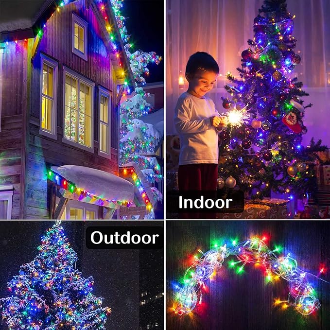 Christmas Lights Outdoor 800LED 330FT Multicolor String Lights 8 Modes Timer Plug in Waterproof Indoor Outdoor Christmas Lights for Christmas Wedding Garden Yard Party Tree Decoration
