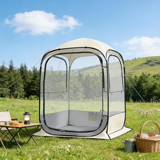 Outdoor All Weather Pop Up Sport Tent 51×51×67 in 1-3 Person Instant Tent ShelterRainproof Camping Sun Shelter Coldproof &amp Windproof Spacious Interior with Outdoor Camping Activities Fishing