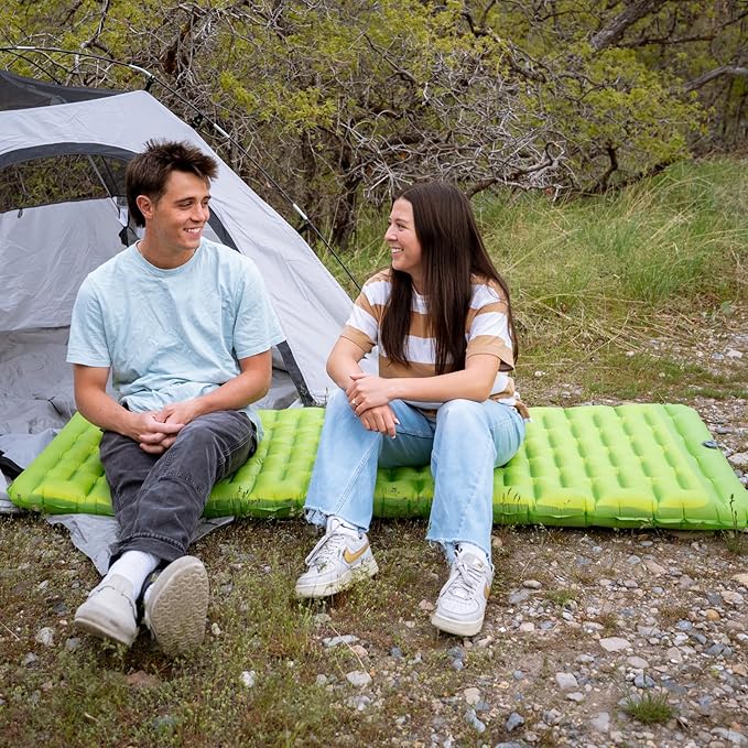ATEPA ThermAir Backpacking Inflatable Sleeping Pad 6 R-Value Insulated Ultralight Portable Camping Pad Sleeping Mat with 7 Layers &amp Storage Bag for Camping Backpacking Tent Wide Long Size (72x2