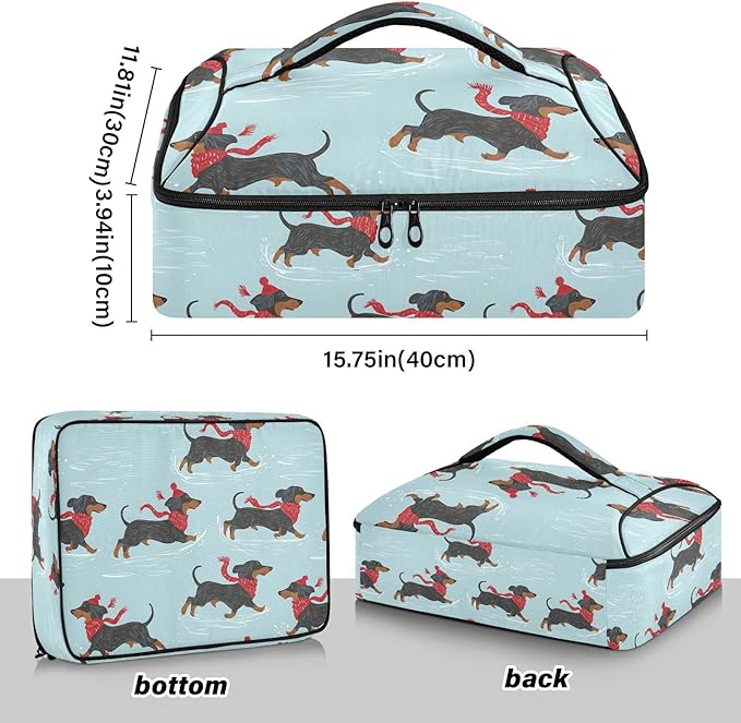 Casserole Carrier Loveliness Cute DogInsulated Casserole Carrier for Hot or Cold Food Thermal Lunch Tote for Potluck Parties Picnic Beach Fits 9 x 13 Inches Baking Dish