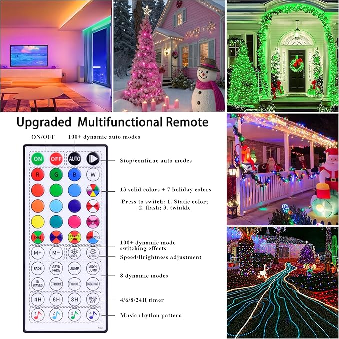 99ft Rope Lights for Outside 300 LED String Light Outdoor Waterproof Plug in with Remote &amp APP Control 16 Million Colors Changing Music Sync Fairy Lighting for Indoor Bedroom Christmas Decor