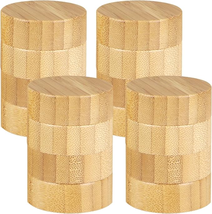 Wooden Jar Lids with Natural Wood 48 Pcs Storage Can Lids with Round Bottle Reusable Leak-Proof Fine Sealing Lids for 6 Oz 4 Oz Spice Jars