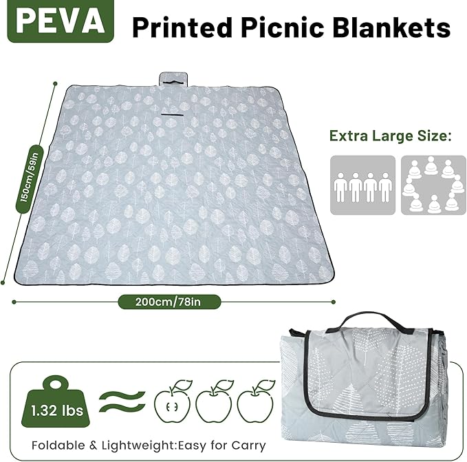 Dimatic Cute Picnic Blankets 78x78 Extra Large Beach Blankets Waterproof Sand Proof Foldable Portable for Outdoor Family Camping