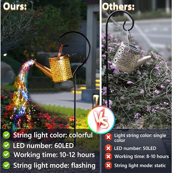Solar Watering Can Light Solar Yard Decorations Outdoor Garden Decor Lights IP65 Waterproof Hanging Lantern Lights Flower Bed Decor Gifts for Grandma Women Mom