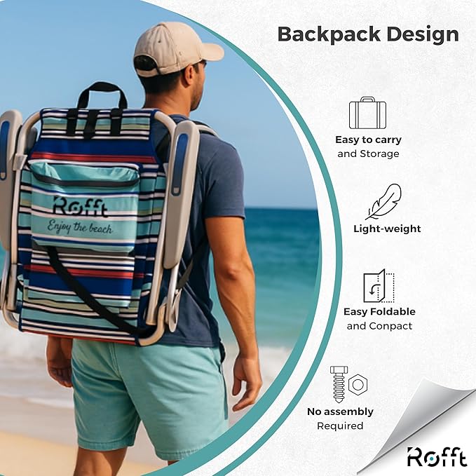 Beach Chair 6 Positions Backpack Beach Chairs for Adults Reclining and Folding Heavy Duty Backpack Straps Best Beach Chair Lay Flat Lightweight