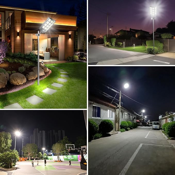 Solar Street Light 8000W Solar Street Lights Outdoor Waterproof 240000LM 8000K Solar Powered Street Light Dusk to Dawn with Motion Sensor LED Wide Angle Lamp