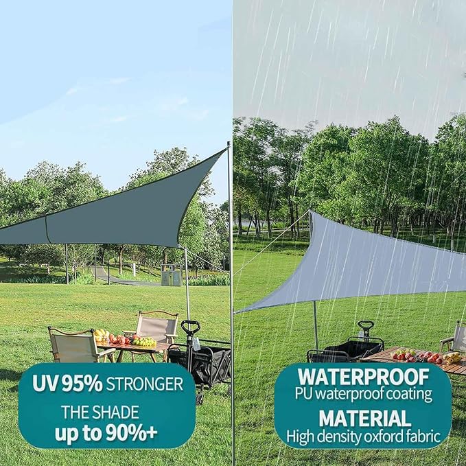 Sunsale Shade Waterproof Triangular Breathable Garden Canopy 98% UV Blocking Patio Sun Shade is durable and tear resistant with free rope perfect for outdoor use