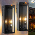 16” Dusk to Dawn Outdoor Lighting 2 Pack Black Modern Porch Outside Lights for House 2-Light Photocell Sensor Exterior Patio Coach Wall Lanterns Outside Garden Sconce Lamps Waterproof E12