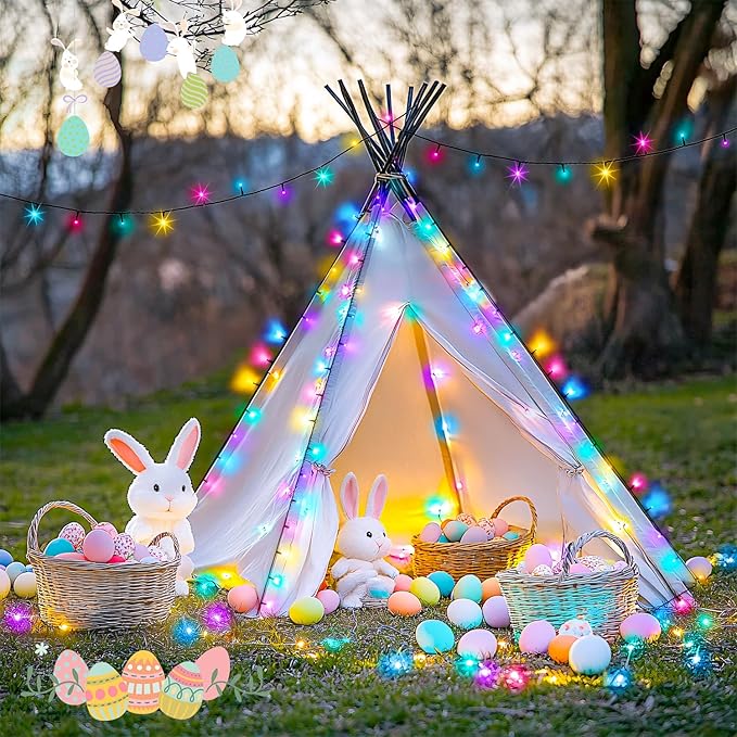 JMEXSUSS 400 LED Easter Lights Plug in 132ft Multicolor Easter Lights String with Remote Colorful String Lights for Bedroom Tree Room Party Easter Decorations