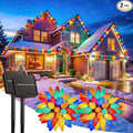 Solar Christmas Lights Outdoor 2 Pack 50 LED C9 Strawberry String Light with Timer &amp 8 Light Mode Waterproof Solar Christmas Tree Lights for Outside Garden Patio Party Christmas Decor Multicolo