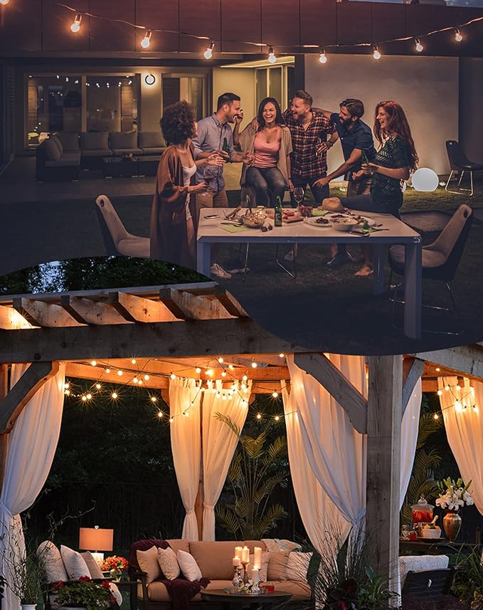 Outdoor String Lights Waterproof 240FT Patio Lights with 124 Shatterproof G40 Globe Bulb(4 Spare) Connectable Dimmable Hanging LED String Lights for Outside Backyard Porch Balcony(120FTx2)