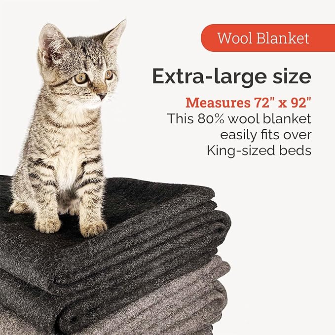 EPG Extra Large Wool Blanket with Zippered Bag | Warm Comfortable Stylish Military | XL Queen/King - 72 x 92 in 80% Wool 5.35 lbs | Camping Outdoor Bedding Emergency Survival Cabin RV