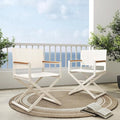 Grand patio Extra-Wide 2-Pack Directors Chairs Folding Dining Chair Set of 2 with Sling and Woodgrain Armrests Outdoor Apricot