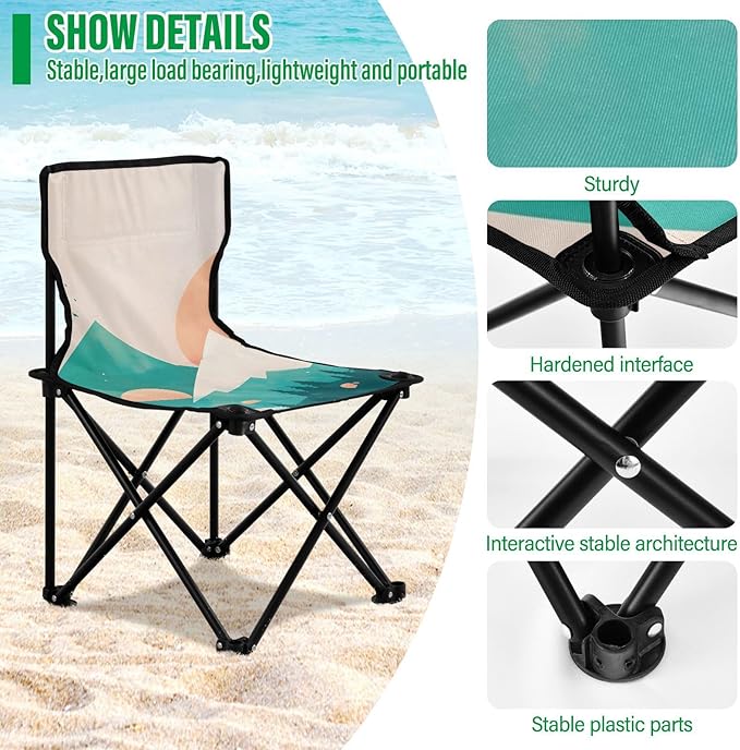 Snowy Peaks Sunset Portable Camping Chairs Folding Chair - Durable Oxford Fabric Lightweight Iron Frame Easy Fold Design - Ideal for Outdoor Activities Camping Fishing and Travel