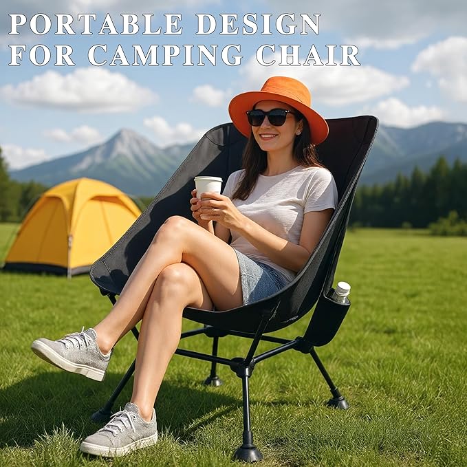 OPENROAD Lightweight Compact Portable Camping Chair Ultralight Folding ChairBeach ChairLawn Backpacking Chair for Hiking and Fishing with Anti-Sinking Large Feet and Carry Bag
