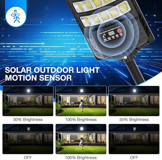 Solar Street Lights Outdoor Waterproof48000LM 320°Wide Angle Flood Light LED Solar Parking Light with Motion Sensor and Remote Control for Outdoor Streets CourtyardsParking Garages2Pack