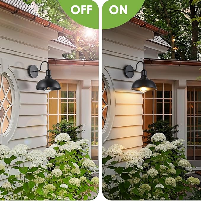 Large Outdoor Wall Sconce 2 Pack Exterior Waterproof Farmhouse Barn Light Fixture Black Garage Wall Lantern Anti-Rust Front Porch Lamp