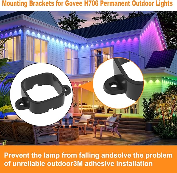 80 Pack Mounting Brackets for Govee H706/H706 Pro Permanent Outdoor Lights Light Clips Mounting Brackets Compatible with Govee H706A H706B H706C