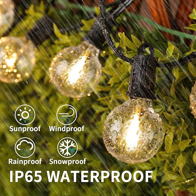 ZOTOYI Outdoor String Lights Waterproof 100 FT G40 Globe LED Outdoor Lights for Patio with 52 Shatterproof Bulbs(2 Spare) String Lights for Outside Cafe Porch Backyard