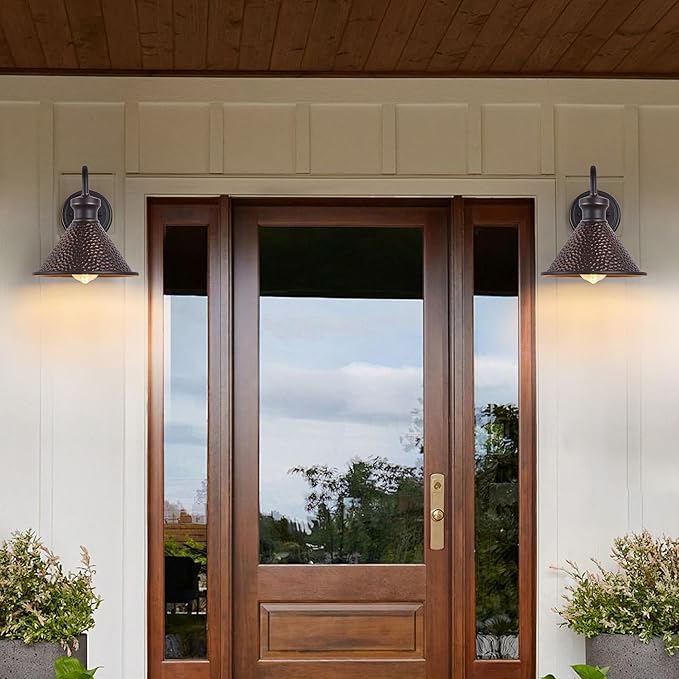 Gooseneck Outdoor Wall Light Fixtures 2-Pack Farmhouse Barn Lights for Porch Industrial Oil-Rubbed Bronze Exterior Wall Sconce for Garage Patio E26 Base Anti-Rust Bulb not Included