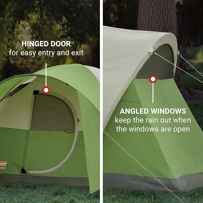 Coleman Montana 8-Person Camping Tent with Rainfly Weatherproof Family Tent Sets Up in 15 Mins Fits Multiple Airbeds