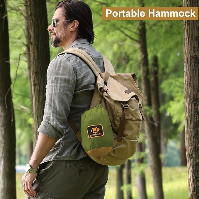 Camping Hammock with NetPortable Lightweight Double Hammocks with Tree Straps and Solid D-Shape CarabinersParachute Nylon Hammock for Backpacking Beach Backyard Patio Hiking Green&ampKhaki