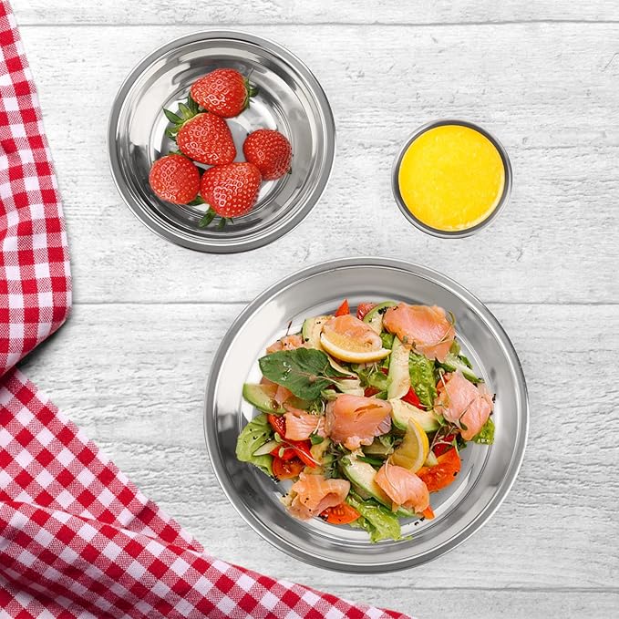 TOPZEA Set of 26 Stainless Steel Camping Plates and Bowls Camping Mess Kits Camping Dish Set Tableware Includes Plates Bowl Cups Stainless Steel Dinnerware for Camping Hiking Travel Picnic