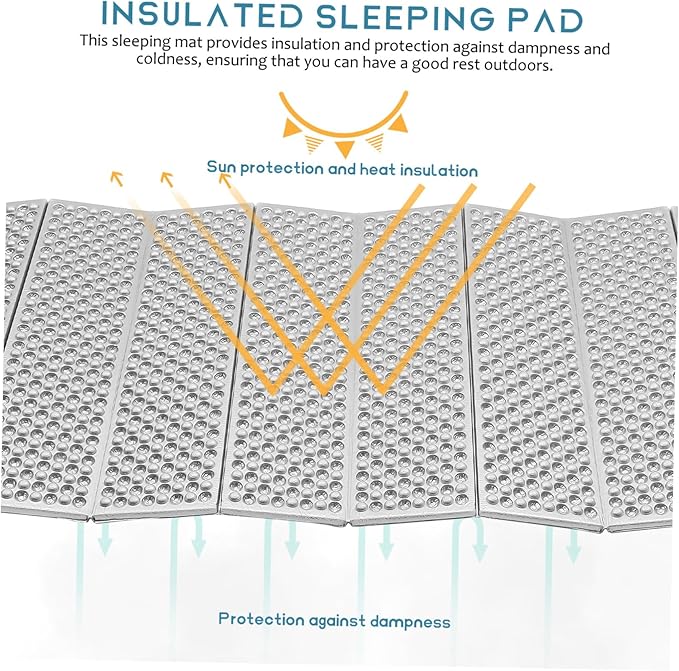 Folding Camping Mat 186 * 60cm Waterproof Egg Crate Foam Sleeping Pad Portable Insulated Thermal Camping Pad for Hiking and Backpacking