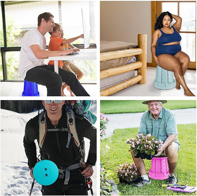 Hesanzol Portable Telescoping Stool Retractable Folding Stool for Camping Garden Fishing Hiking Travel BBQ Adjustable Collapsible Stools Max Load 400lbs
